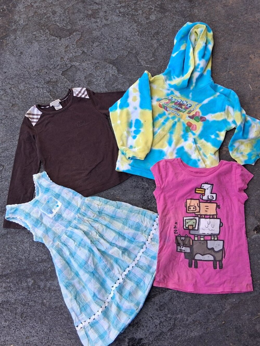 Girls Size 6 7 LOT Burberry GAP Sweet Potato dress , JM Originals hoodie  5 PC
